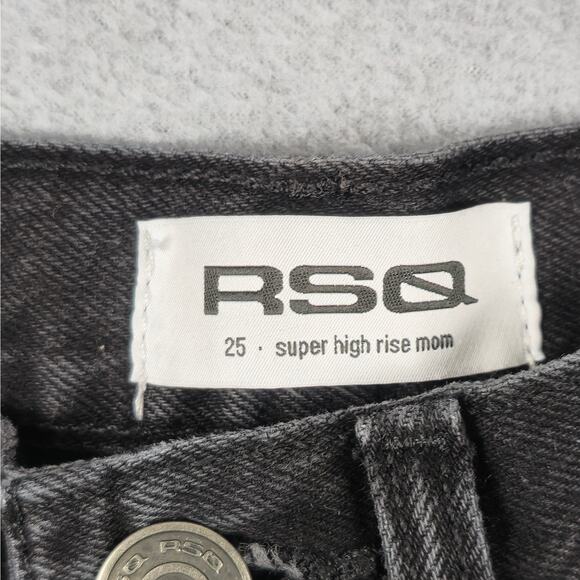 🌼RSQ Shorts Womens Size 25 Super High Rise Mom Black Denim - Picture 7 of 14